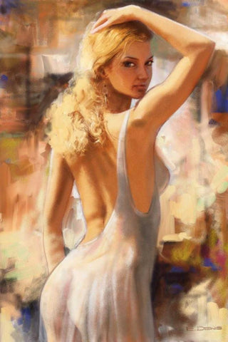 Attractive I White Modern Wood Framed Art Print with Double Matting by Denis, E