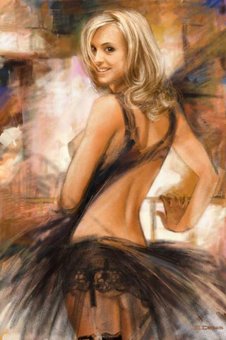 Attractive II White Modern Wood Framed Art Print with Double Matting by Denis, E