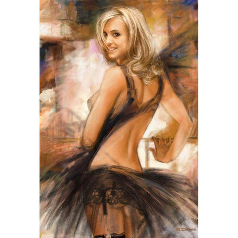 Attractive II Black Modern Wood Framed Art Print by Denis, E