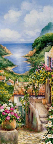 Ramatuelle II Black Ornate Wood Framed Art Print with Double Matting by Erwin, Eric