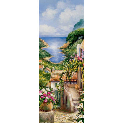 Ramatuelle II Gold Ornate Wood Framed Art Print with Double Matting by Erwin, Eric