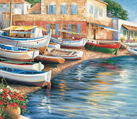 Ambiance de mediterranee I White Modern Wood Framed Art Print with Double Matting by Erwin, Eric