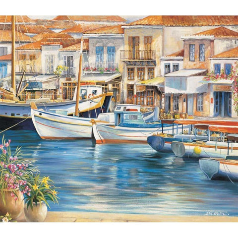 Ambiance de mediterranee II White Modern Wood Framed Art Print by Erwin, Eric