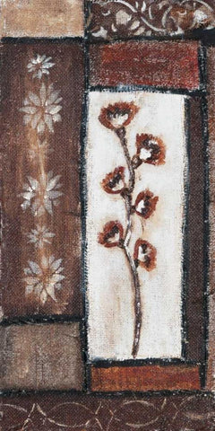 Floral brown I White Modern Wood Framed Art Print with Double Matting by Elki,O