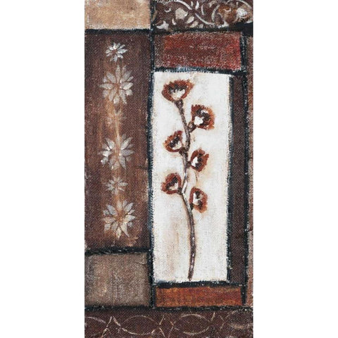 Floral brown I Gold Ornate Wood Framed Art Print with Double Matting by Elki,O