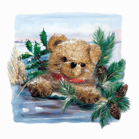 Winter Bear White Modern Wood Framed Art Print by Withaar, Rian