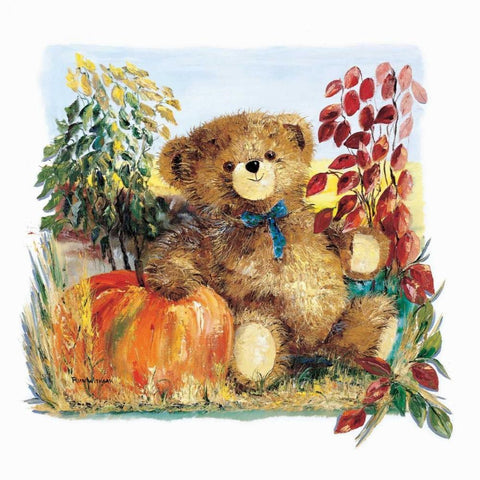 Autumn Bear Black Ornate Wood Framed Art Print with Double Matting by Withaar, Rian