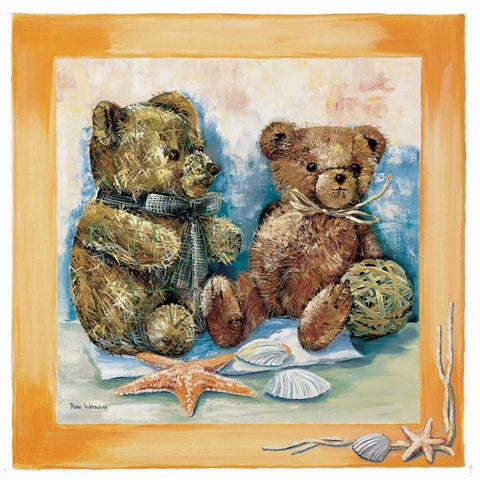 Beach bear Black Ornate Wood Framed Art Print with Double Matting by Withaar, Rian