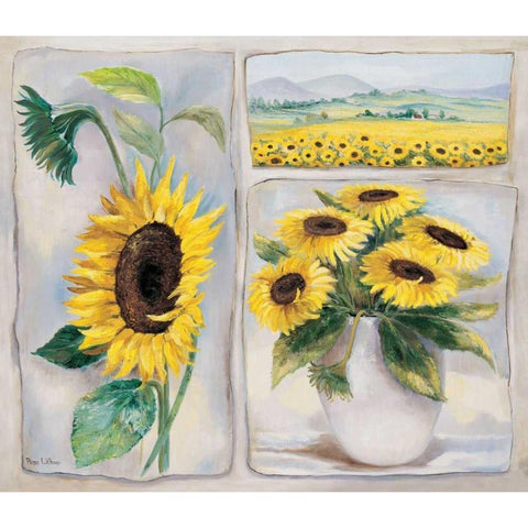 Yellow trio Gold Ornate Wood Framed Art Print with Double Matting by Withaar, Rian