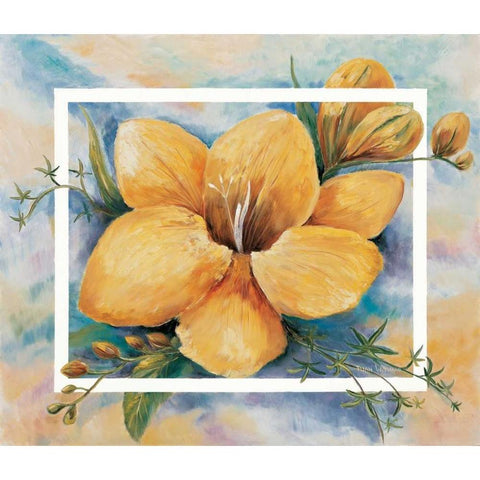 Freesias in fantasy II Gold Ornate Wood Framed Art Print with Double Matting by Withaar, Rian