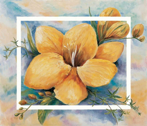 Freesias in fantasy II White Modern Wood Framed Art Print with Double Matting by Withaar, Rian