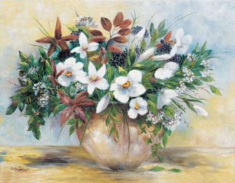 Bounteous blooms White Modern Wood Framed Art Print with Double Matting by Withaar, Rian