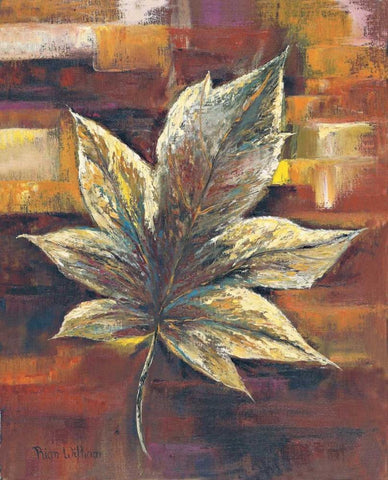 European oak leaf White Modern Wood Framed Art Print with Double Matting by Withaar, Rian