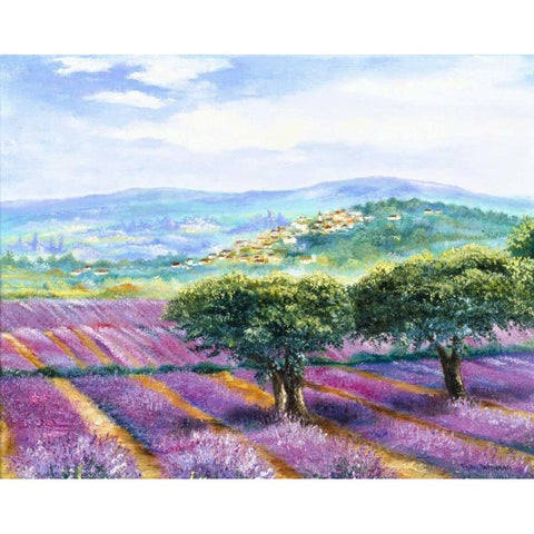 Lavender field White Modern Wood Framed Art Print by Withaar, Rian