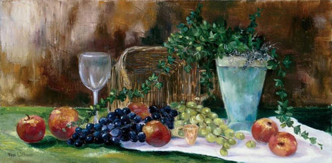 Breakfast grapes White Modern Wood Framed Art Print with Double Matting by Withaar, Rian