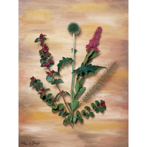 Pink wild flowers White Modern Wood Framed Art Print by de Bruijn, Hans