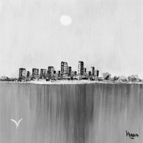 New York Skyline II White Modern Wood Framed Art Print by de Bruijn, Hans