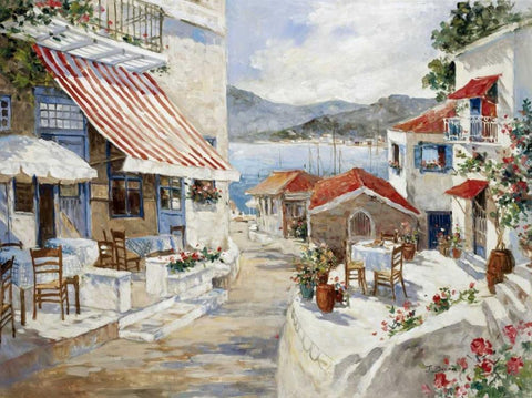 To the promenade Black Ornate Wood Framed Art Print with Double Matting by Bosman, Johan