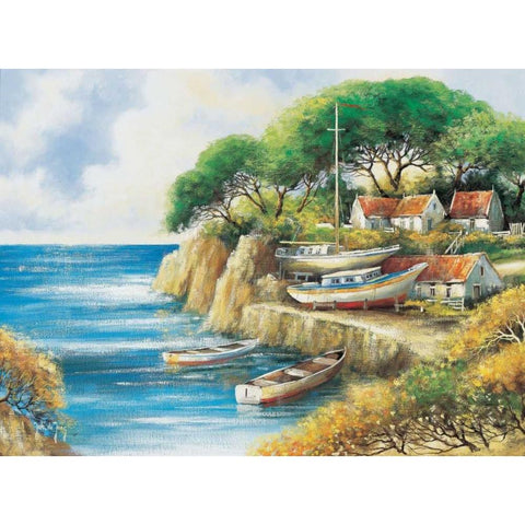 A sailors tranquillity Black Modern Wood Framed Art Print with Double Matting by de Jong, Johan