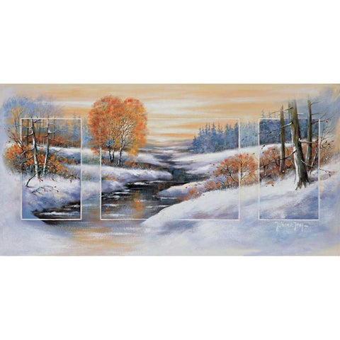 Winter triptychon Black Modern Wood Framed Art Print with Double Matting by de Jong, Johan