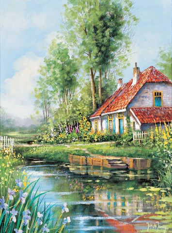 Water reflection White Modern Wood Framed Art Print with Double Matting by de Jong, Johan