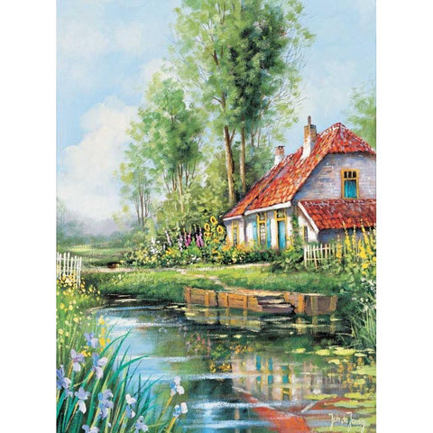 Water reflection Black Modern Wood Framed Art Print with Double Matting by de Jong, Johan