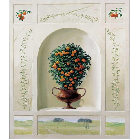 Orange grove Gold Ornate Wood Framed Art Print with Double Matting by Bonet, Julia