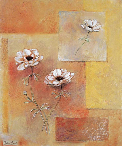 A block of flowers II White Modern Wood Framed Art Print with Double Matting by Bonet, Julia