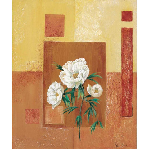 A patchwork rose II Gold Ornate Wood Framed Art Print with Double Matting by Bonet, Julia