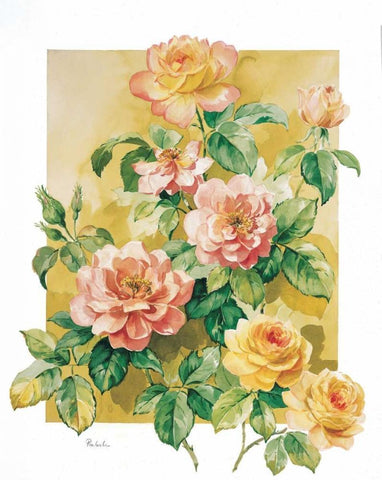 Charming roses Black Ornate Wood Framed Art Print with Double Matting by Kumorek, Krysztov