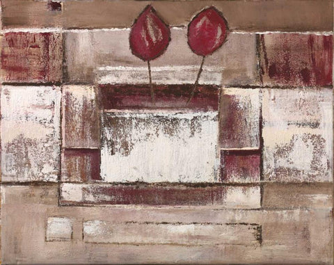 Floral set I White Modern Wood Framed Art Print with Double Matting by Peters, Kristel