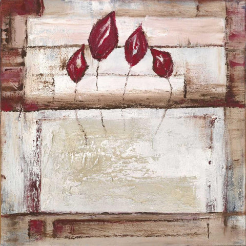 Floral set II White Modern Wood Framed Art Print with Double Matting by Peters, Kristel