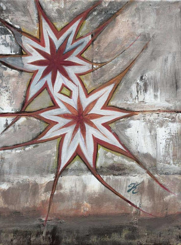 Star II White Modern Wood Framed Art Print with Double Matting by Peters, Kristel