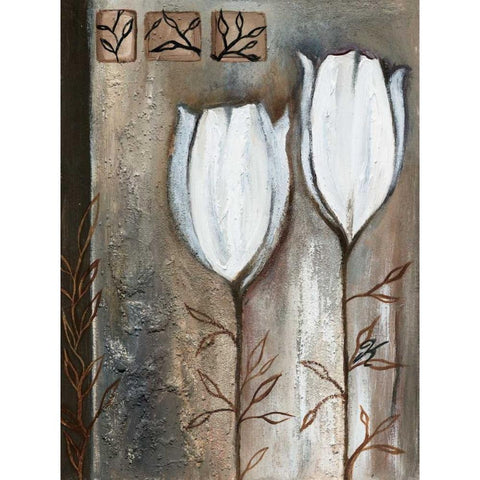 Tulip deco I Black Modern Wood Framed Art Print with Double Matting by Peters, Kristel