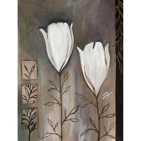 Tulip deco II Black Modern Wood Framed Art Print with Double Matting by Peters, Kristel