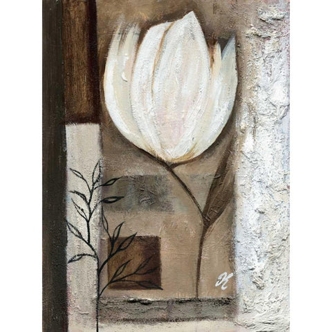 Tulip in brown I White Modern Wood Framed Art Print by Peters, Kristel