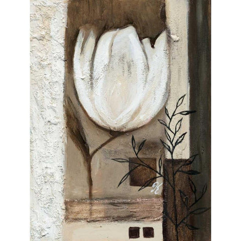 Tulip in brown II Black Modern Wood Framed Art Print with Double Matting by Peters, Kristel