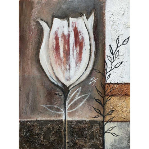 Tulip in brown III Black Modern Wood Framed Art Print with Double Matting by Peters, Kristel