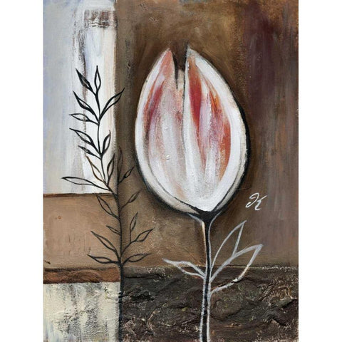 Tulip in brown IV White Modern Wood Framed Art Print by Peters, Kristel