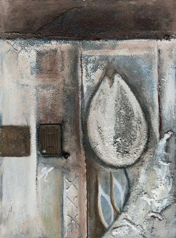 Tulipo Brown II Black Ornate Wood Framed Art Print with Double Matting by Peters, Kristel