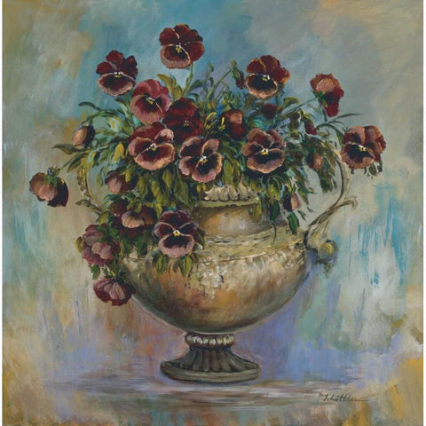 Red pansies delight Black Modern Wood Framed Art Print with Double Matting by Schottler, Katharina