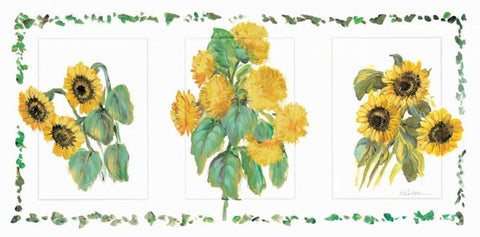 Flower trio II White Modern Wood Framed Art Print with Double Matting by Schottler, Katharina