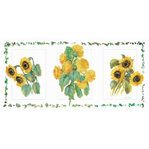 Flower trio II Gold Ornate Wood Framed Art Print with Double Matting by Schottler, Katharina