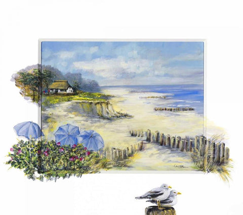 Ostseekuste I White Modern Wood Framed Art Print with Double Matting by Schottler, Katharina