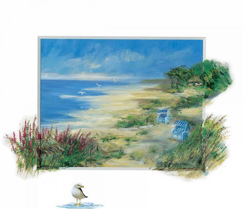 Ostseekuste II White Modern Wood Framed Art Print with Double Matting by Schottler, Katharina