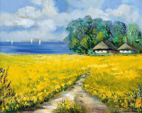 Clouds of contentment Black Ornate Wood Framed Art Print with Double Matting by Schottler, Katharina