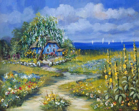 Sailing in the Summer White Modern Wood Framed Art Print with Double Matting by Schottler, Katharina