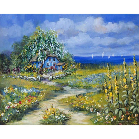 Sailing in the Summer Black Modern Wood Framed Art Print by Schottler, Katharina