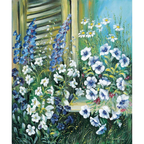 Flowers at your door Gold Ornate Wood Framed Art Print with Double Matting by Schottler, Katharina