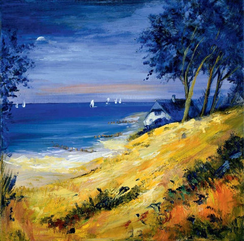 The sea and home White Modern Wood Framed Art Print with Double Matting by Schottler, Katharina